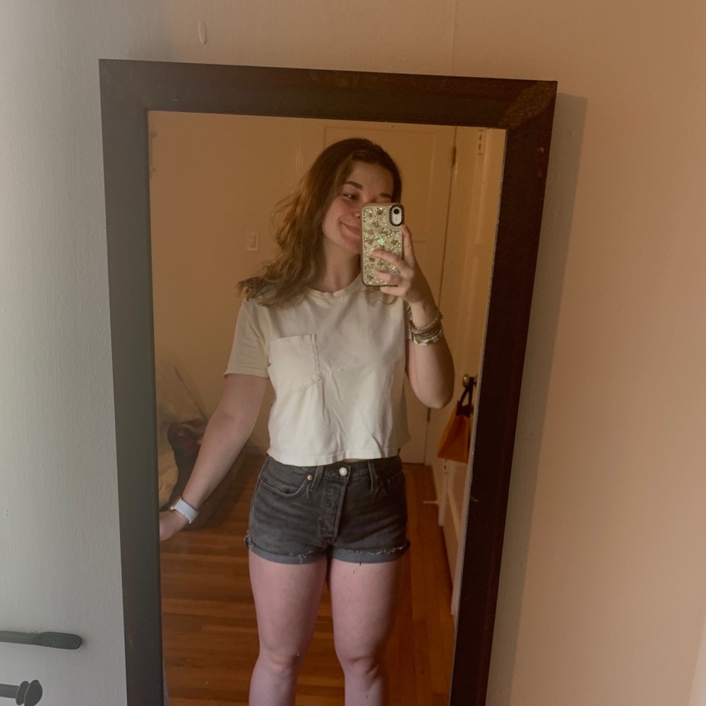 Brandy Melville Light Yellow Crop Tee